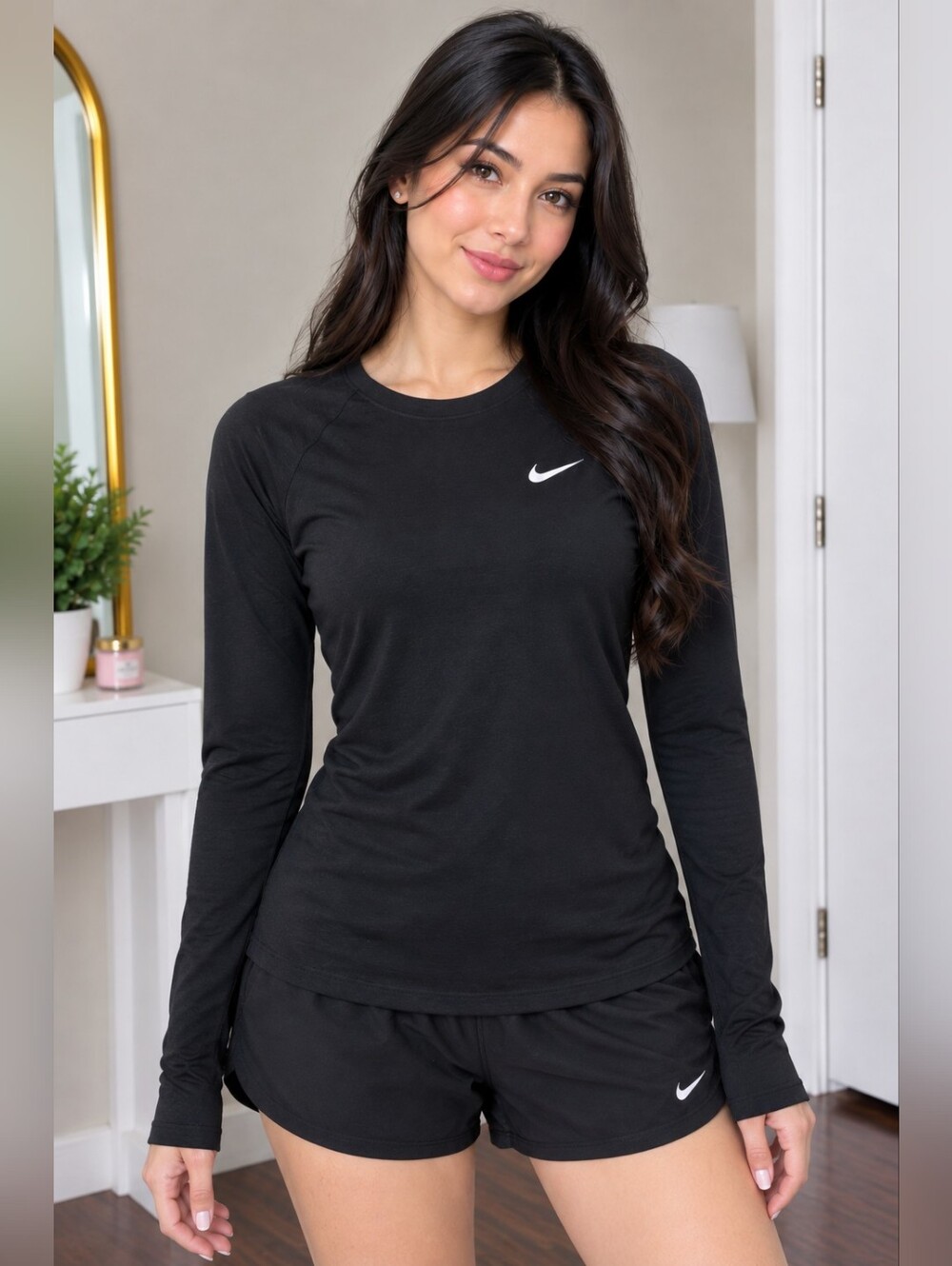 Nike Dri-FIT Long Sleeve Running Shirt Black Small